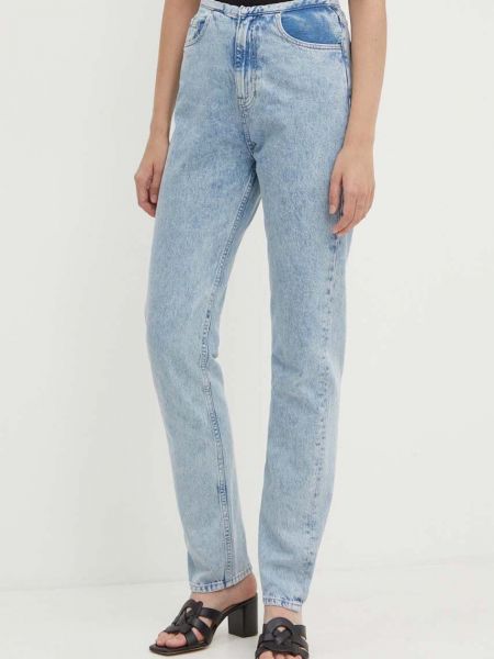 Dżinsy o regularnym kroju z wysoką talią Calvin Klein Jeans niebieskie