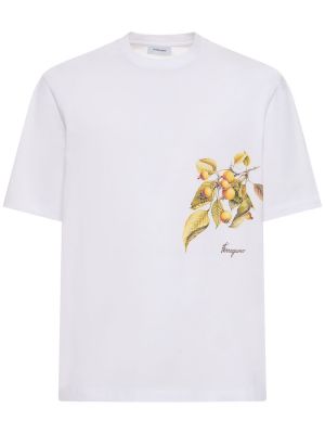 Camiseta de algodón con estampado Ferragamo blanco
