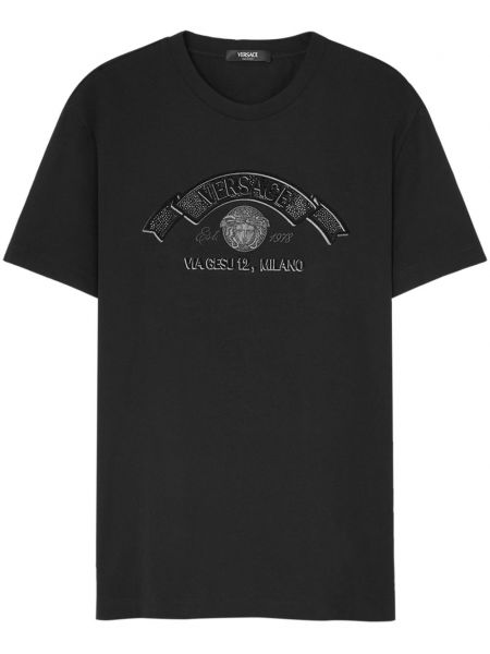 Памучна тениска Versace черно