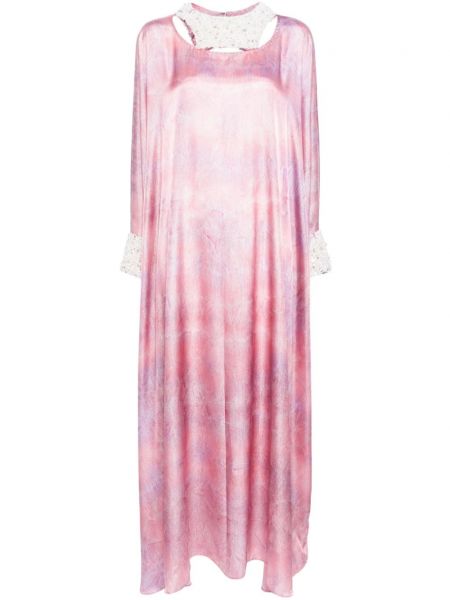 Haljina sa perlicama Shatha Essa ružičasta