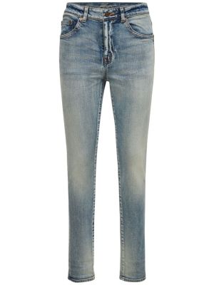 Bavlněné skinny džíny Saint Laurent modré