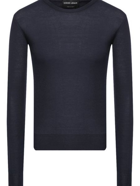 Кашемировый шелковый пуловер Giorgio Armani синий