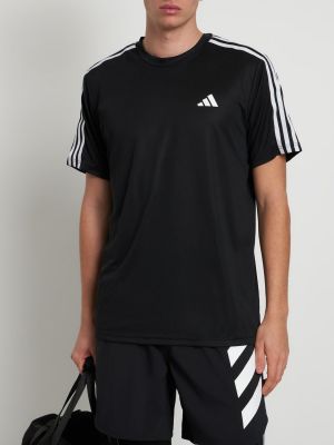 Svītrainas t-krekls Adidas Performance melns