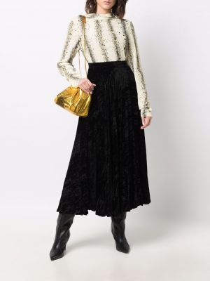 Plisované sametové sukně Yves Saint Laurent Pre-owned černé