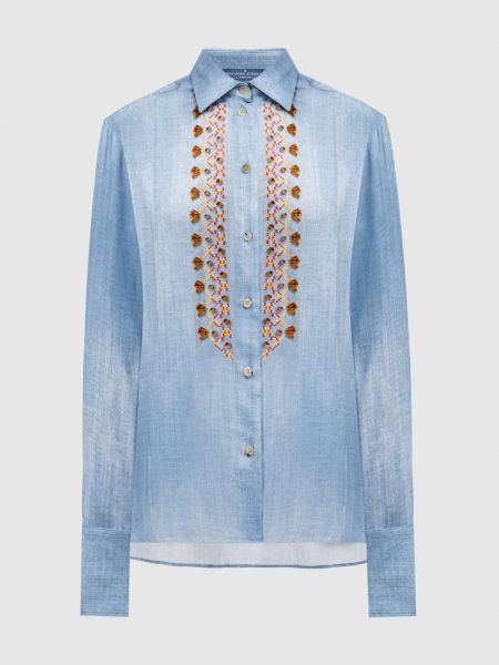 Блузка с вышивкой Ermanno Scervino голубая