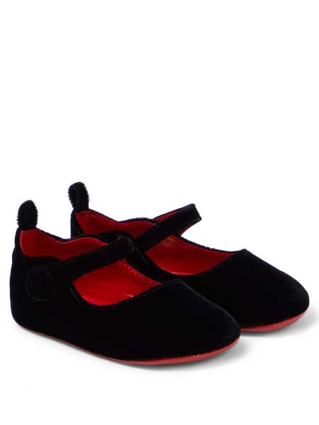 Fløjl ballerinaer for piger Christian Louboutin Kids sort