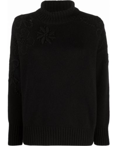 Jersey con bordado de flores de tela jersey Ermanno Scervino negro