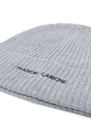 Haftowana czapka wełniana Maison Labiche szara