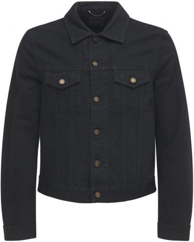 Bavlnená priliehavá džínsová bunda Saint Laurent čierna