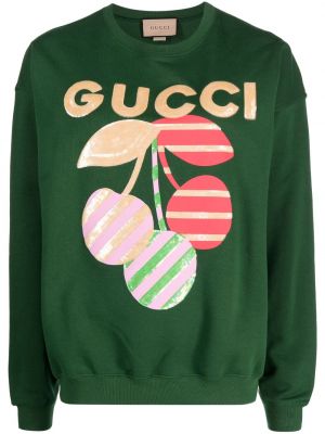Памучен суитчър с принт Gucci зелено