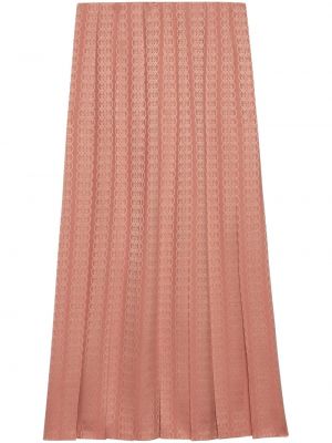 Hedvábné plisovaná sukně s vysokým pasem na zip Gucci - růžová