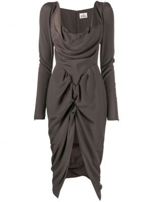 Midi obleka z draperijo Vivienne Westwood siva