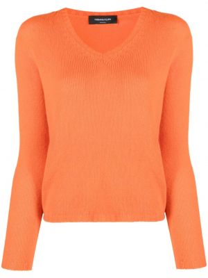 Kašmírový sveter s výstrihom do v Fabiana Filippi oranžová