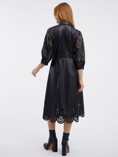 Kožené šaty Orsay čierna