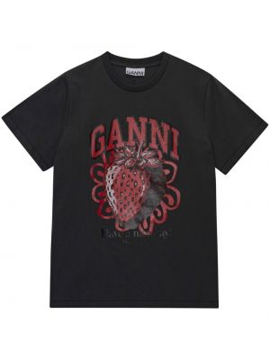 Raštuotas medvilninis marškinėliai Ganni