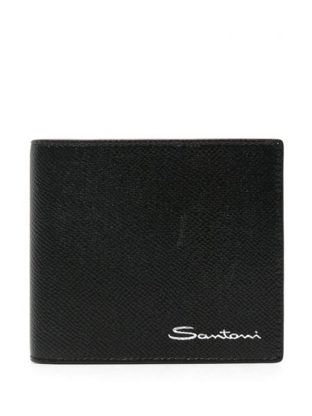 Usnjena denarnica Santoni črna