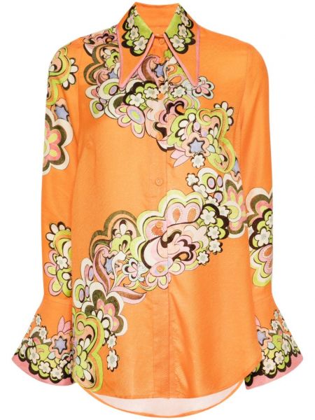 Košeľa s potlačou s paisley vzorom Alemais oranžová