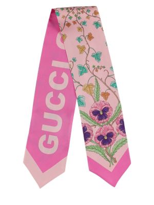 Oboustranná hedvábná kravata Gucci růžová