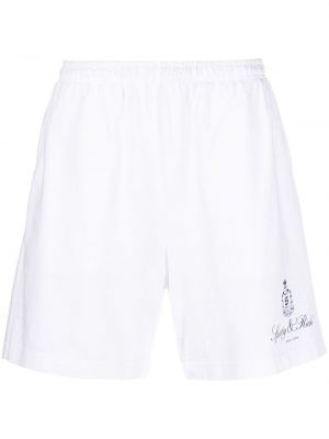 Shorts de sport en coton à imprimé Sporty & Rich blanc