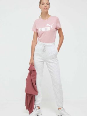 Koszulka bawełniana Puma różowa