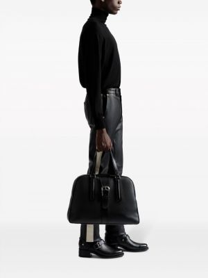 Kožená shopper kabelka s přezkou Bally černá
