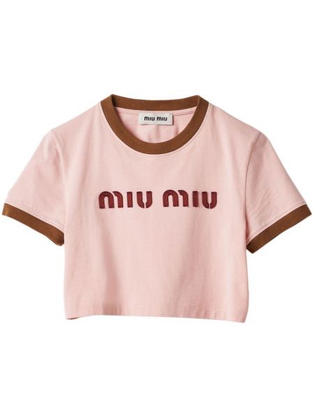 Памучна тениска Miu Miu