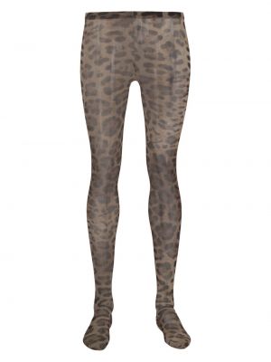 Hlačne nogavice s potiskom z leopardjim vzorcem Dolce & Gabbana rjava
