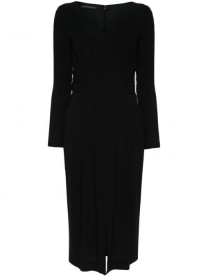 Midi haljina s v-izrezom Alberta Ferretti crna