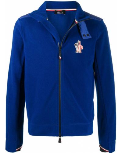 Jersey con bordado con cremallera de tela jersey Moncler Grenoble azul