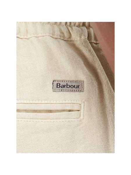 Pantalones cortos de lino de algodón Barbour beige