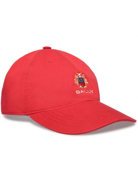 Haftowana czapka z daszkiem bawełniana Bally czerwona
