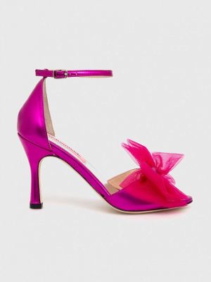 Kožne sandale s mašnom Custommade ružičasta