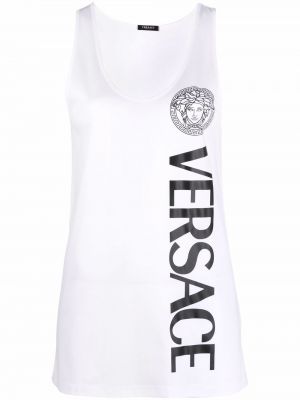 Camiseta sin mangas con estampado Versace blanco