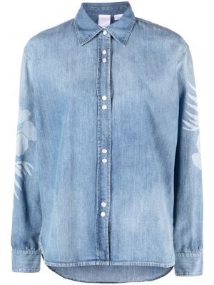 Květinová džínová košile s potiskem Pinko modrá