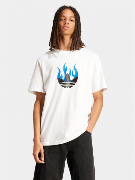 Voľné priliehavé tričko Adidas biela