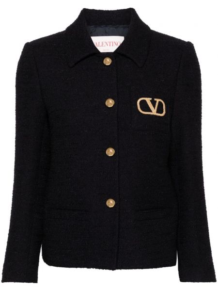 Valentino Garavani Einreihige Tweed-Jacke blau