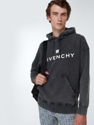Pamučna hoodie s kapuljačom od jersey Givenchy siva
