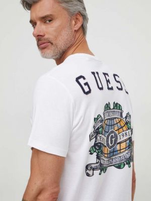 Тениска с дълъг ръкав с апликация Guess бяло
