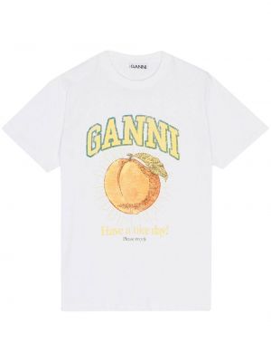 Koszulka z nadrukiem Ganni biała