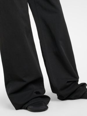 Bavlnené ľanové rovné nohavice The Row čierna