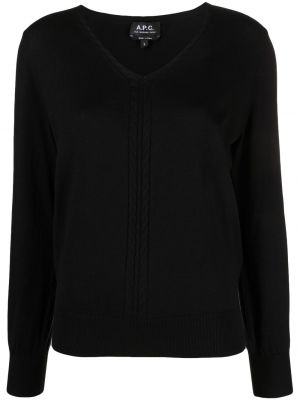 Пуловер с v-образно деколте A.p.c. черно