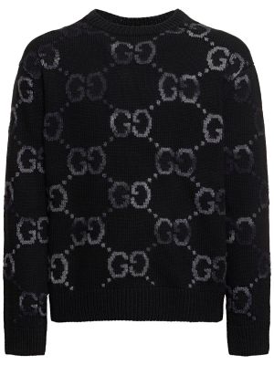 Sweter wełniany Gucci czarny