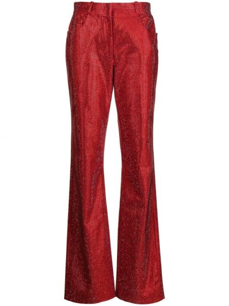 Pantaloni dritti con cristalli Ferragamo rosso