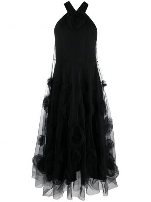 Gėlėtas vakarinė suknelė iš tiulio Viktor & Rolf juoda