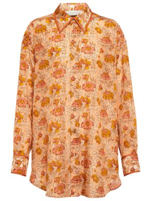 Kvetinová hodvábna košeľa Zimmermann oranžová