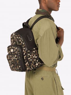 Rucksack mit print mit leopardenmuster Dolce & Gabbana schwarz