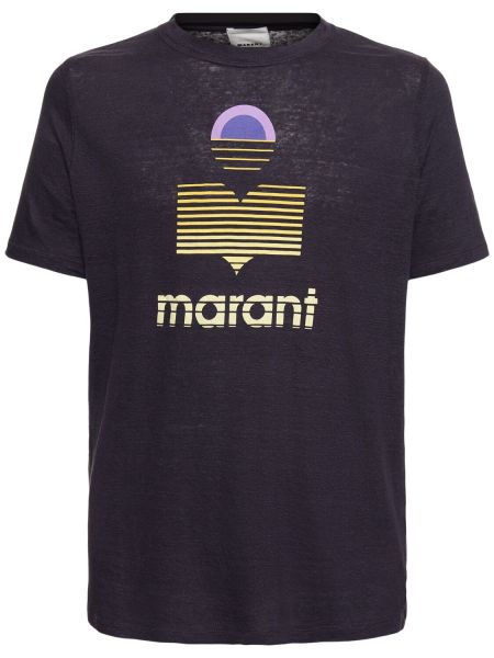 T-shirt en lin à imprimé en jersey Marant noir