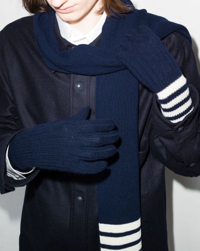Rękawiczki z kaszmiru Thom Browne niebieskie