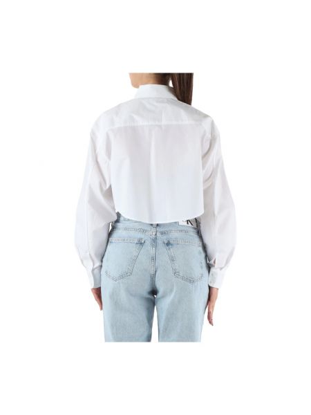 Camisa de algodón clásica Calvin Klein Jeans blanco