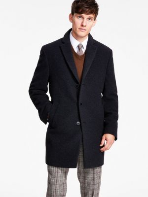 Шерстяное приталенное пальто Calvin Klein серое